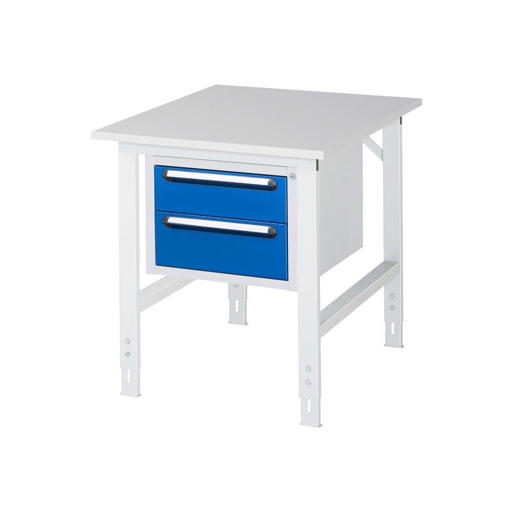 Produktabbildung Nr. 1: RAU Table de travail réglable en hauteur Série TOM, HxlxP 760-1 080 x 750 x 1 000 mm, 2 tiroirs, plan de travail avec revêtement en mélamine