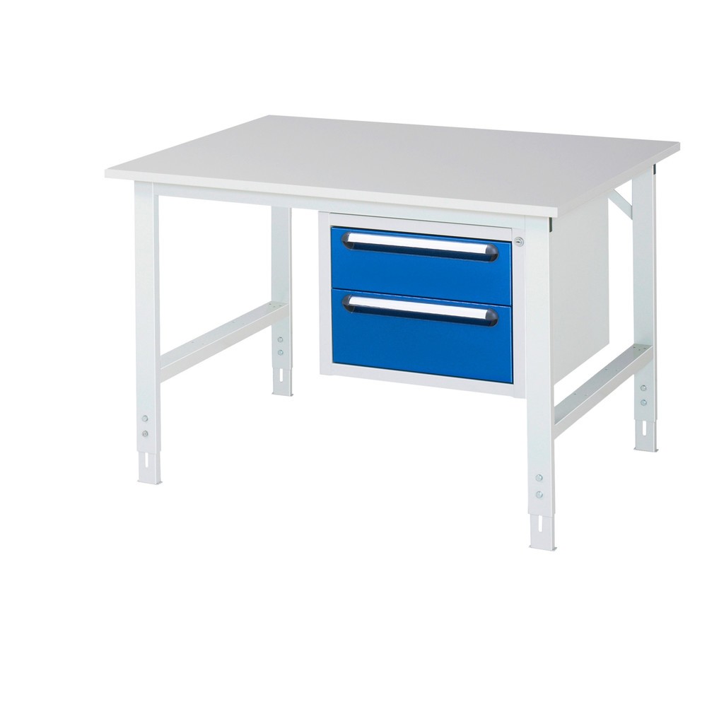 Produktabbildung Nr. 1: RAU Table de travail réglable en hauteur Série TOM, HxlxP 760-1 080 x 1 250 x 1 000 mm, 2 tiroirs, plan de travail avec revêtement en mélamine