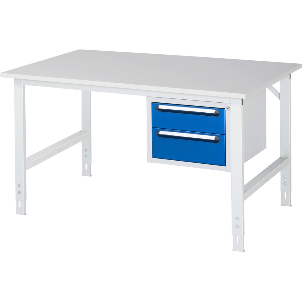 Produktabbildung Nr. 1: RAU Table de travail réglable en hauteur Série TOM, HxlxP 760-1 080 x 1 500 x 1 000 mm, 2 tiroirs, plan de travail avec revêtement en mélamine