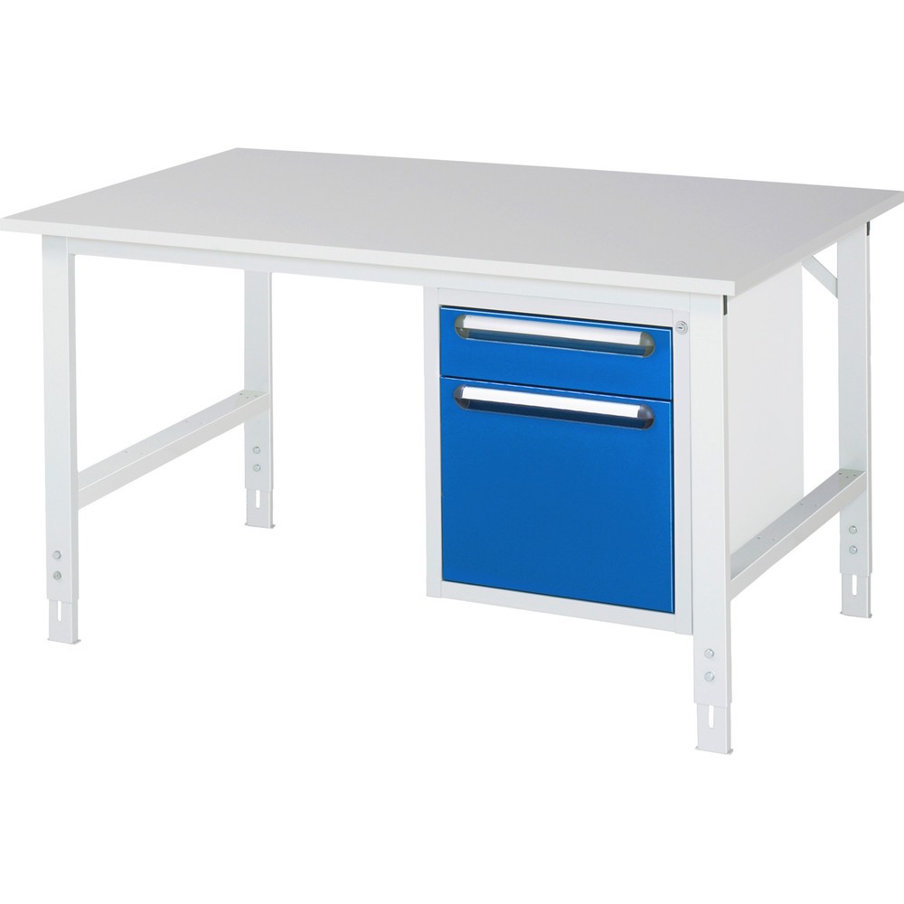 Produktabbildung Nr. 1: RAU Table de travail réglable en hauteur Série TOM, HxlxP 760-1 080 x 1 500 x 1 000 mm, 2 tiroirs, plan de travail avec revêtement en mélamine
