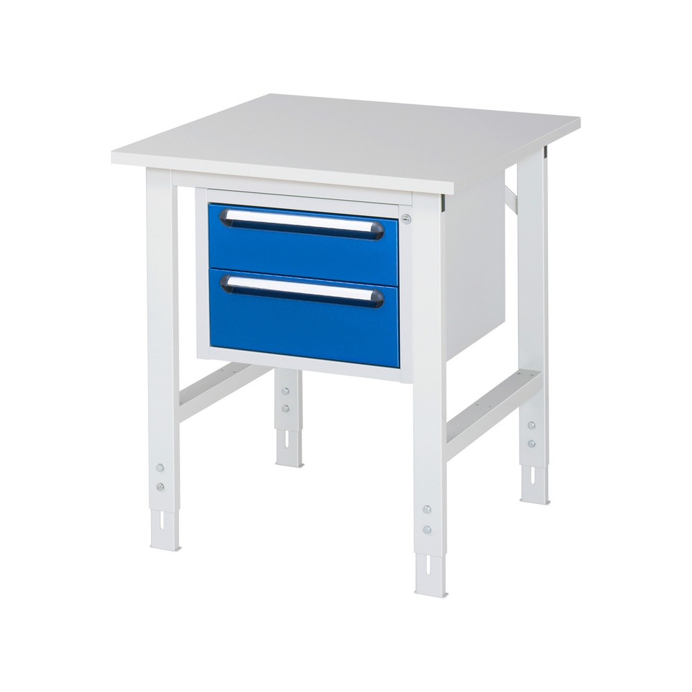 Produktabbildung Nr. 1: RAU Table de travail réglable en hauteur Série TOM, HxlxP 760-1 080 x 750 x 800 mm, 2 tiroirs, plan de travail avec revêtement en mélamine