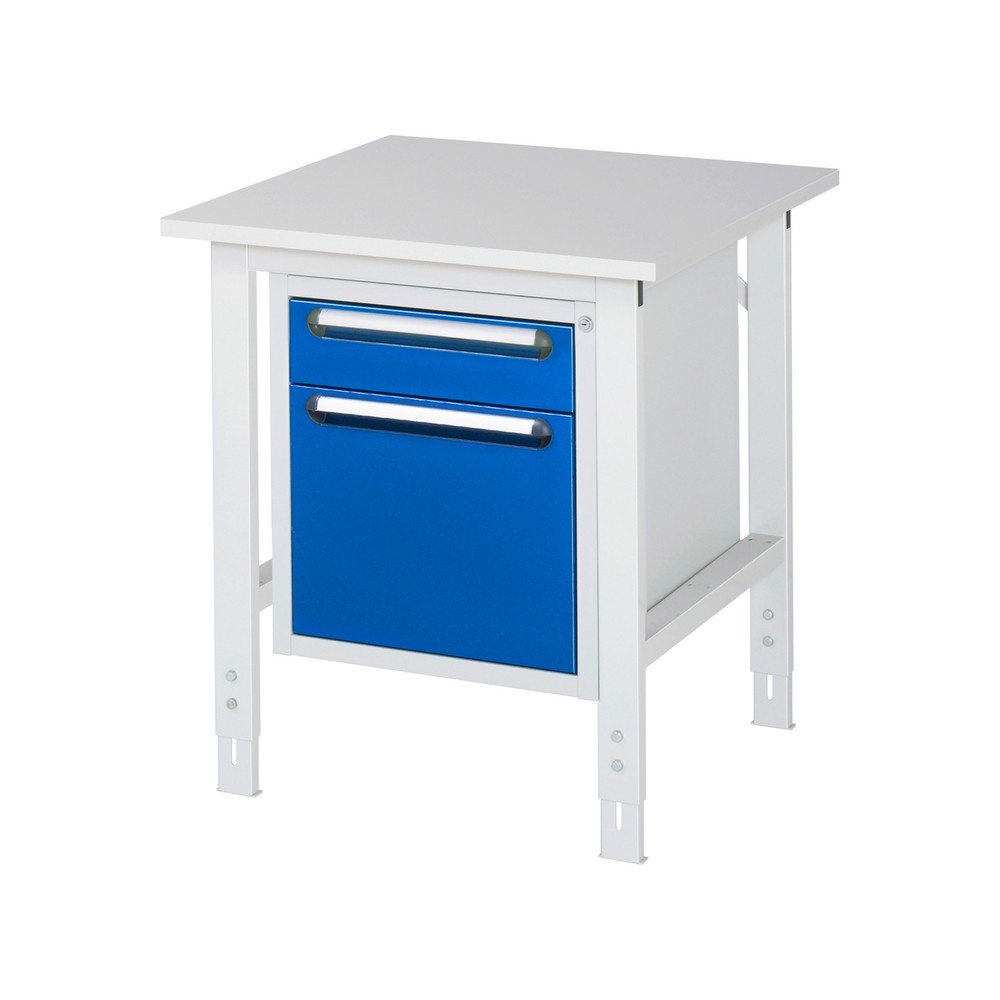 Produktabbildung Nr. 1: RAU Table de travail réglable en hauteur Série TOM, HxlxP 760-1 080 x 750 x 800 mm, 2 tiroirs, plan de travail avec revêtement en mélamine