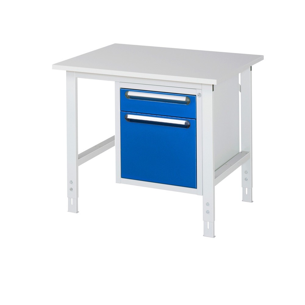 Produktabbildung Nr. 1: RAU Table de travail réglable en hauteur Série TOM, HxlxP 760-1 080 x 1 000 x 800 mm, 2 tiroirs, plan de travail avec revêtement en mélamine