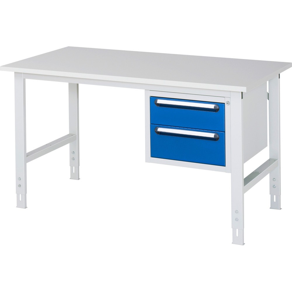 Produktabbildung Nr. 1: RAU Table de travail réglable en hauteur Série TOM, HxlxP 760-1 080 x 1 500 x 800 mm, 2 tiroirs, plan de travail avec revêtement en mélamine