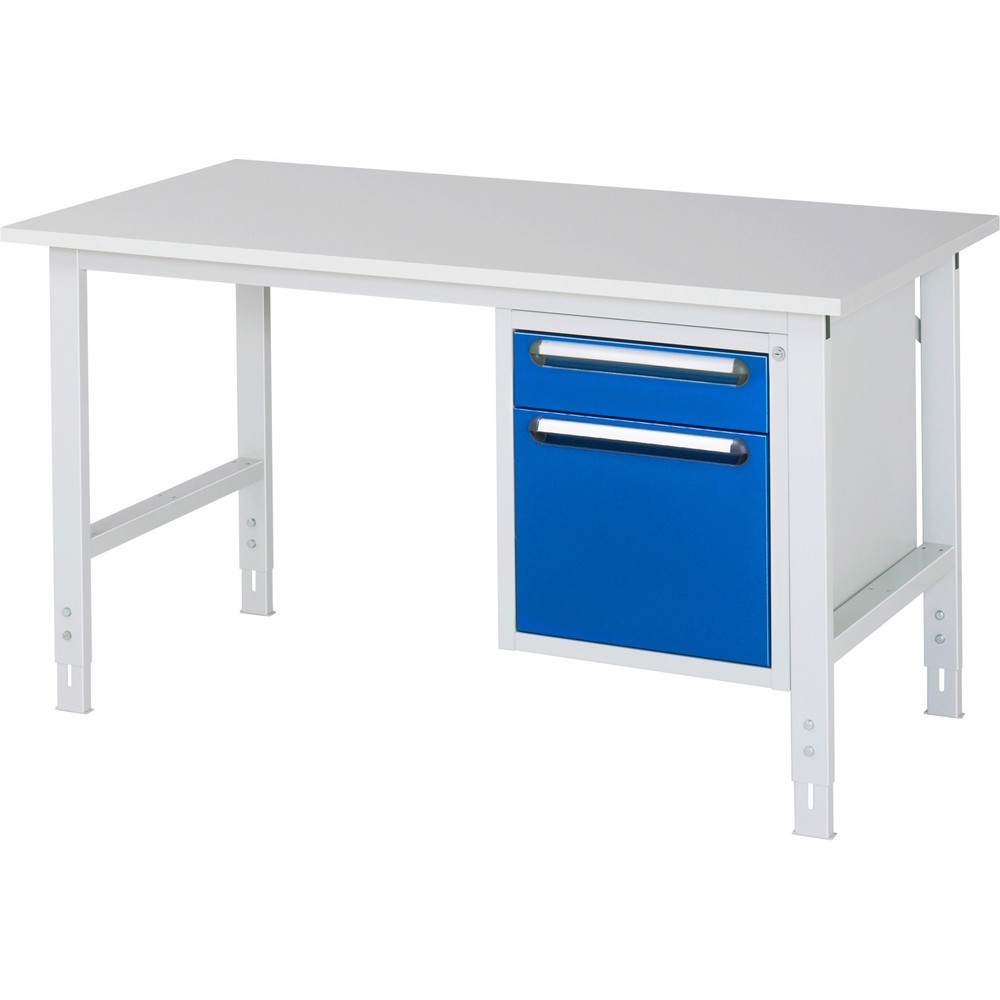 Produktabbildung Nr. 1: RAU Table de travail réglable en hauteur Série TOM, HxlxP 760-1 080 x 1 500 x 800 mm, 2 tiroirs, plan de travail avec revêtement en mélamine