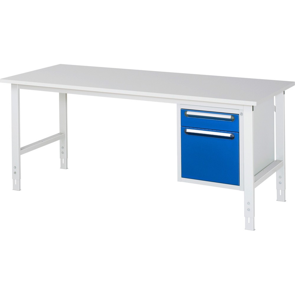 Produktabbildung Nr. 1: RAU Table de travail réglable en hauteur Série TOM, HxlxP 760-1 080 x 2 500 x 800 mm, 2 tiroirs, plan de travail avec revêtement en mélamine