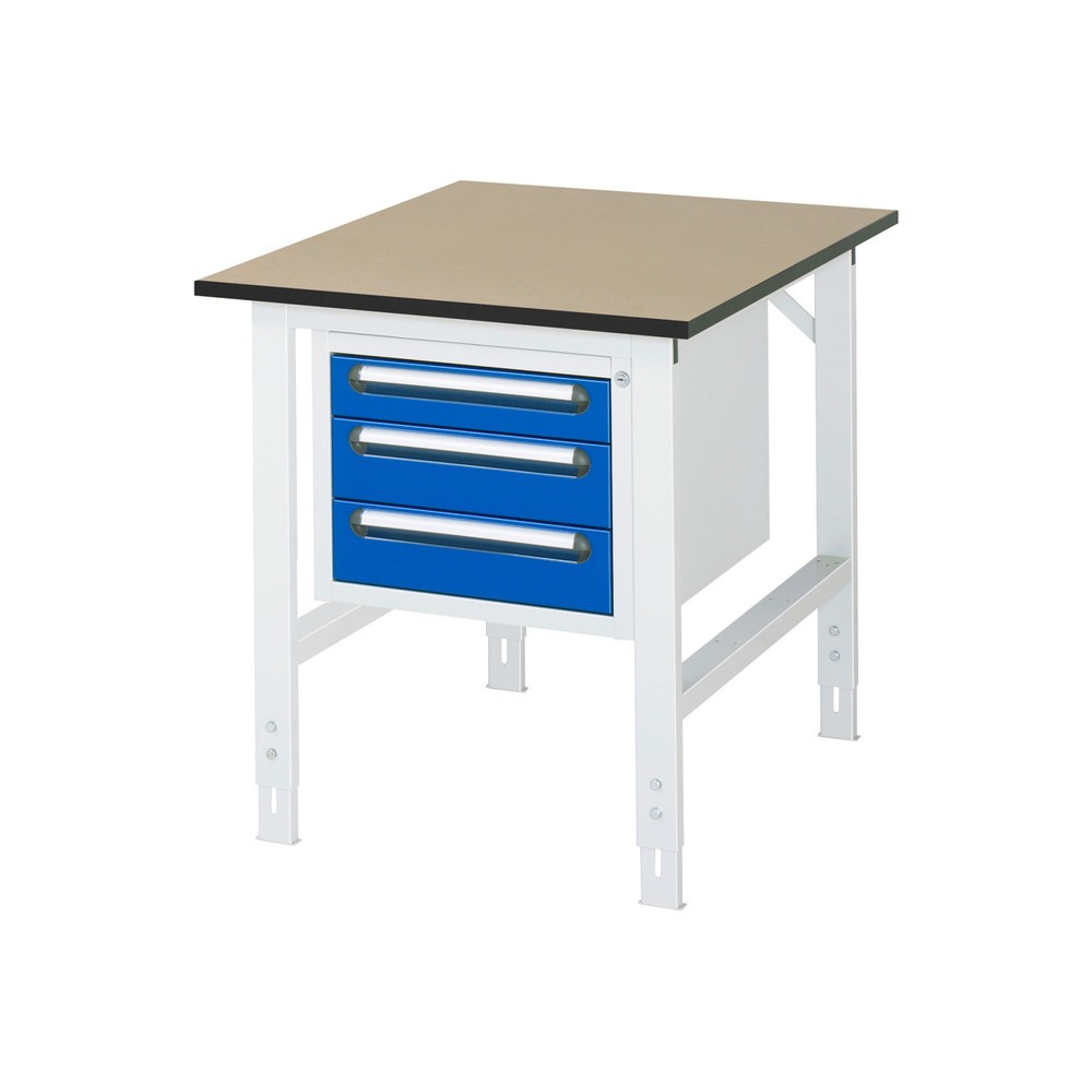 Produktabbildung Nr. 1: RAU Établi réglable en hauteur série TOM, HxlxP 760-1 080 x 750 x 1 000 mm, 3 tiroirs, Plan de travail en MDF