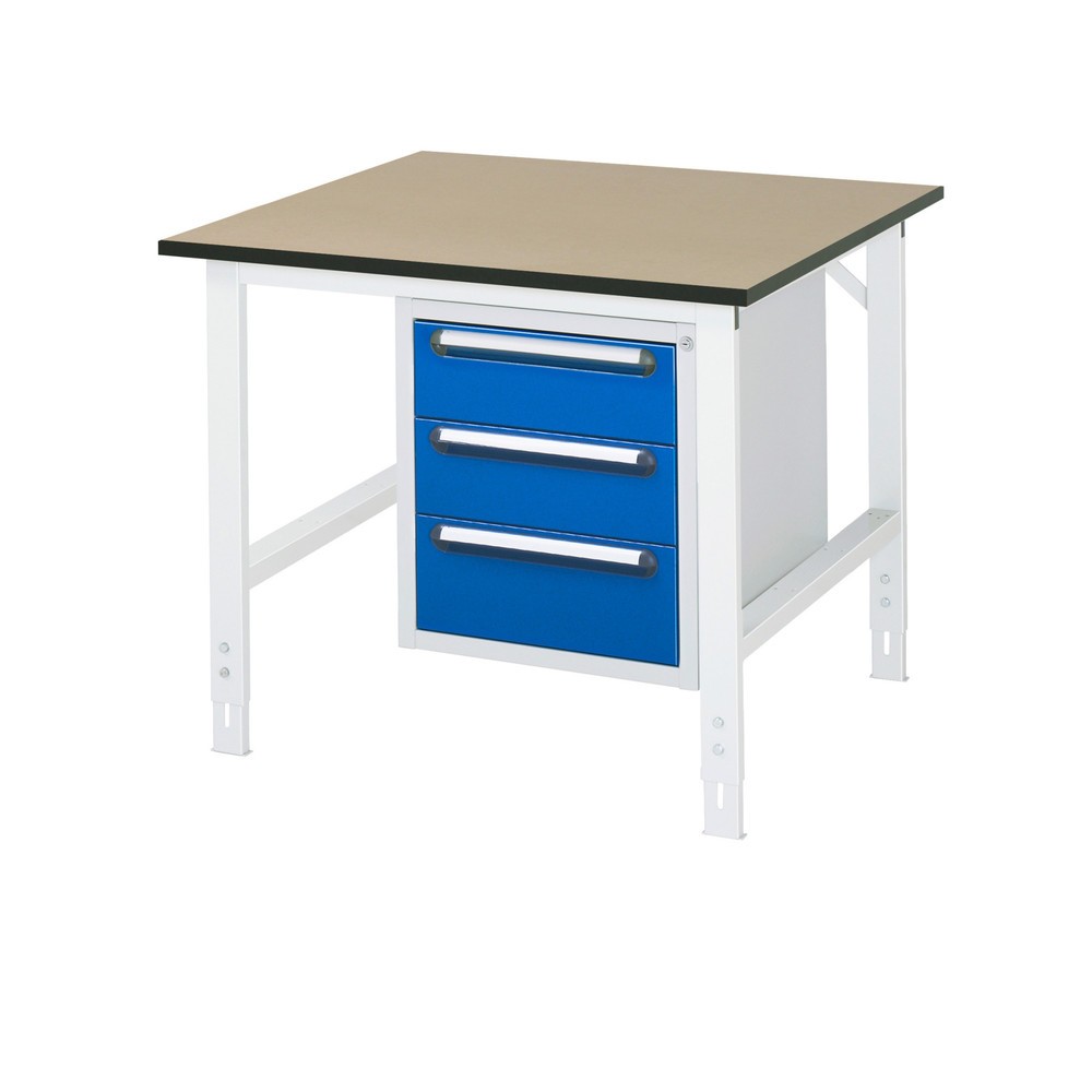 Produktabbildung Nr. 1: RAU Établi réglable en hauteur série TOM, HxlxP 760-1 080 x 1 000 x 1 000 mm, 3 tiroirs, Plan de travail en MDF