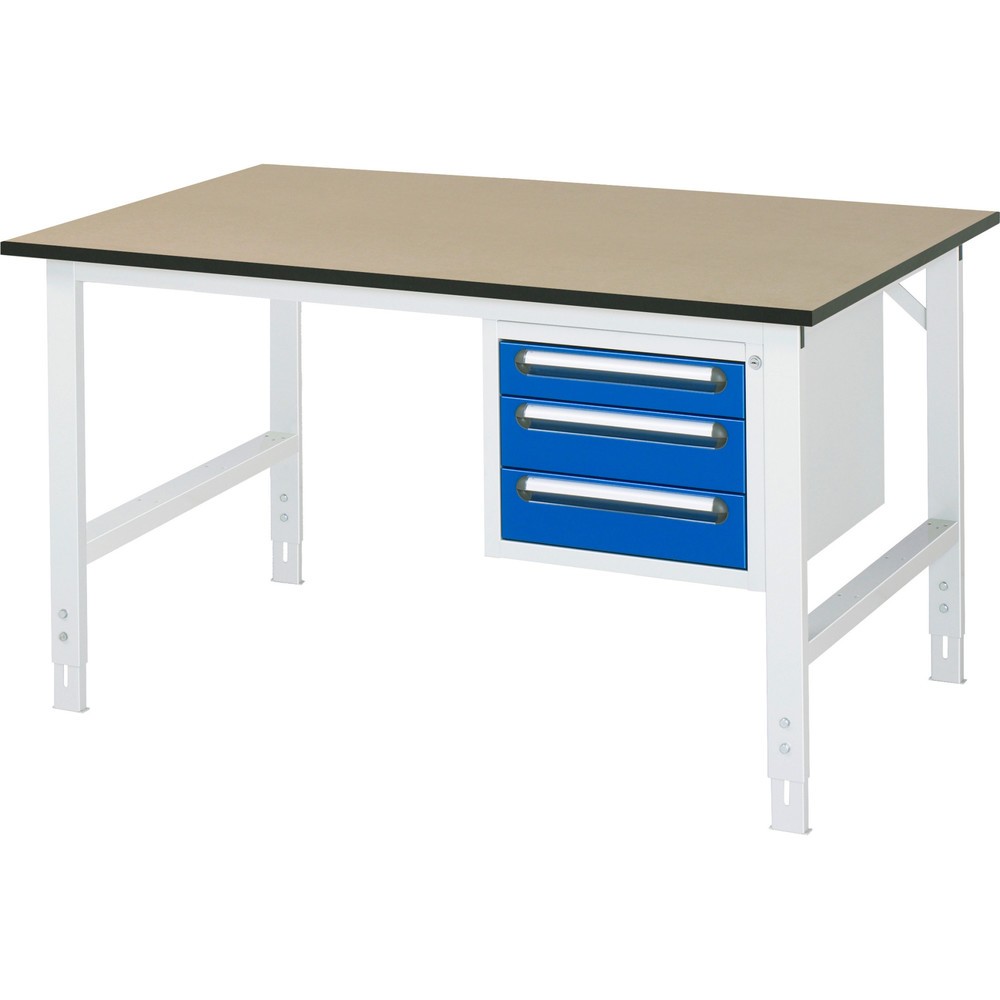 Produktabbildung Nr. 1: RAU Table de travail réglable en hauteur Série TOM, HxlxP 760-1 080 x 1 500 x 1 000 mm, 3 tiroirs, plan de travail en MDF