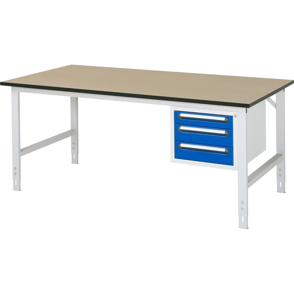 Produktabbildung Nr. 1: RAU Table de travail réglable en hauteur Série TOM, HxlxP 760-1 080 x 2 500 x 1 000 mm, 3 tiroirs, plan de travail en MDF