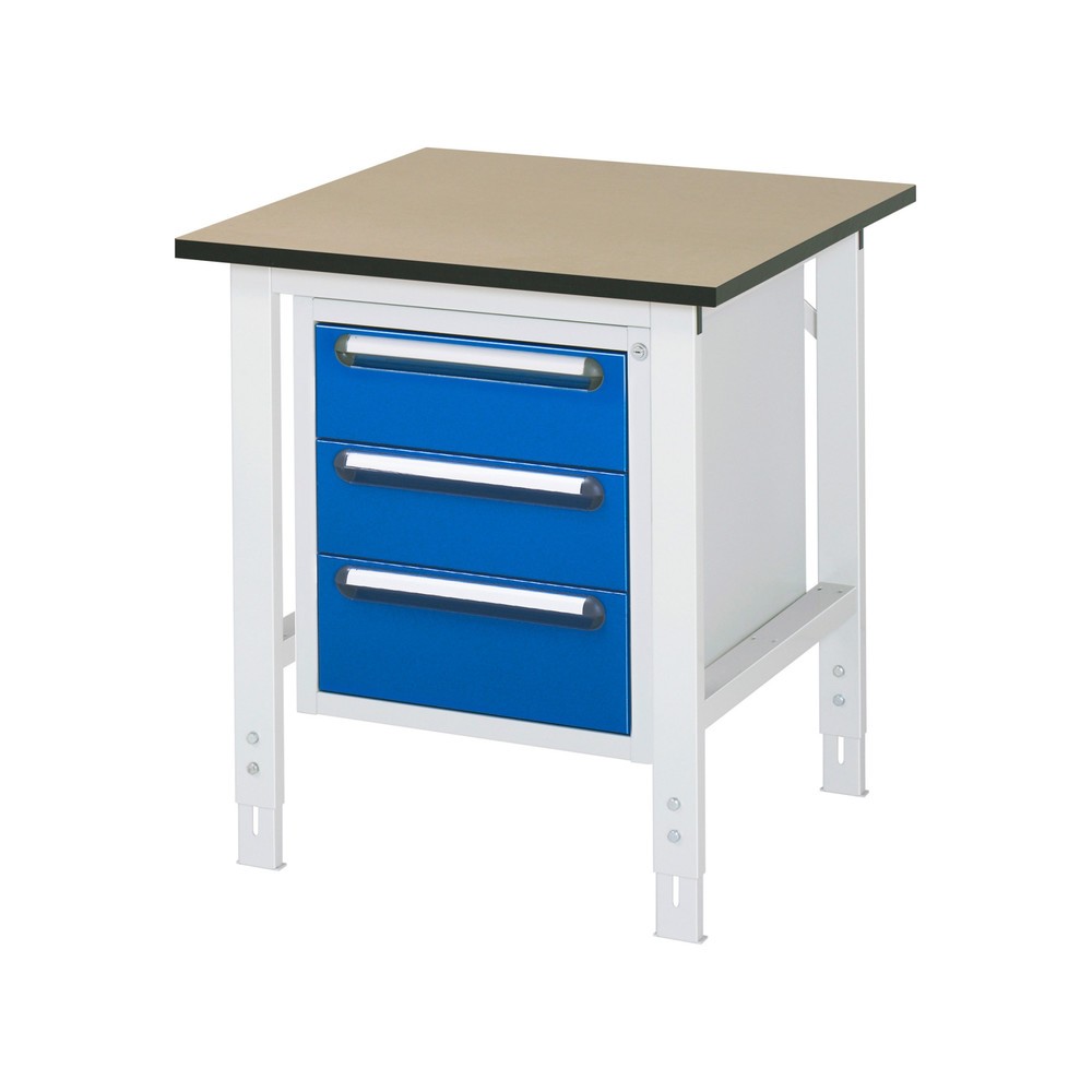 Produktabbildung Nr. 1: RAU Table de travail réglable en hauteur Série TOM, HxlxP 760-1 080 x 750 x 800 mm, 3 tiroirs, plan de travail en MDF