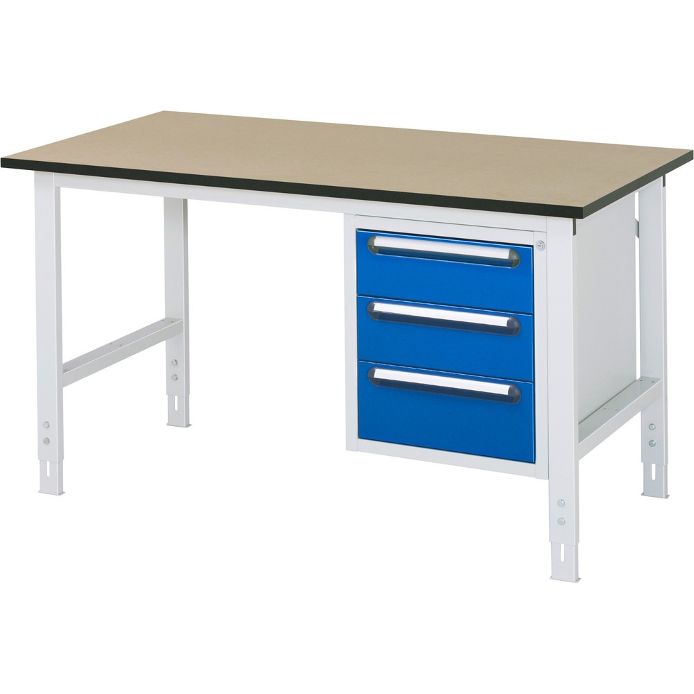 Produktabbildung Nr. 1: RAU Table de travail réglable en hauteur Série TOM, HxlxP 760-1 080 x 1 500 x 800 mm, 3 tiroirs, plan de travail en MDF