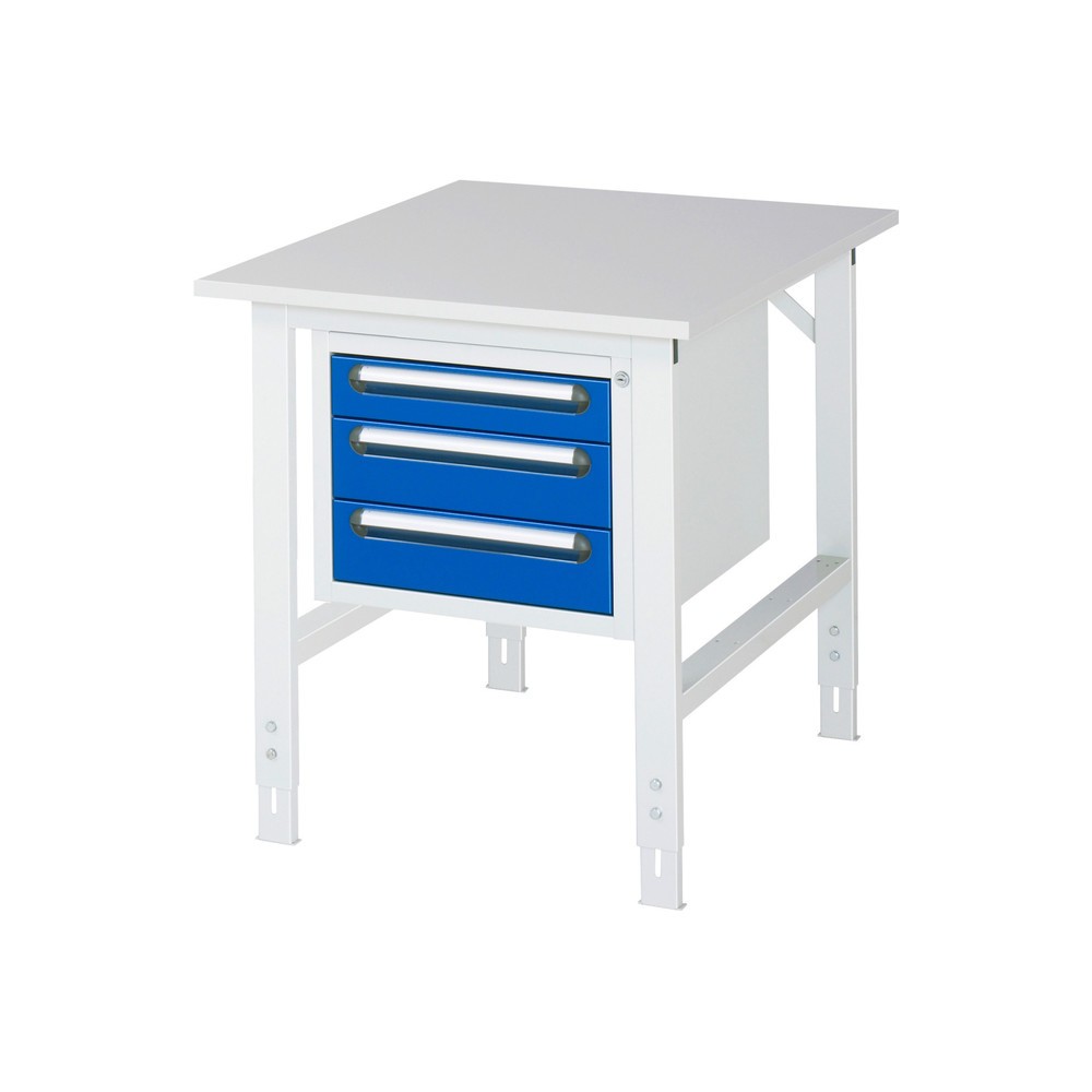 Produktabbildung Nr. 1: RAU Table de travail réglable en hauteur Série TOM, HxlxP 760-1 080 x 750 x 1 000 mm, 3 tiroirs, plan de travail avec revêtement en mélamine