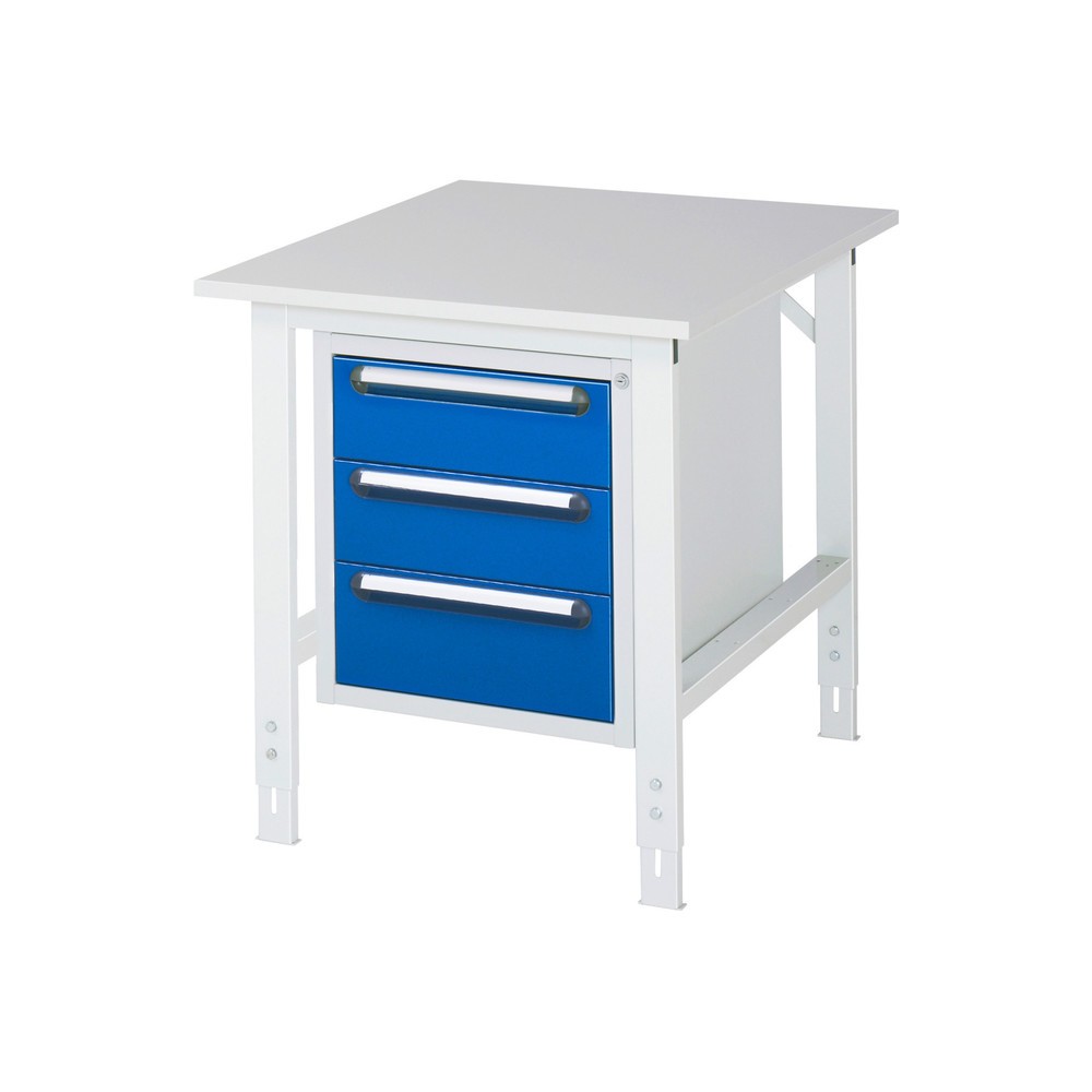 Produktabbildung Nr. 1: RAU Table de travail réglable en hauteur Série TOM, HxlxP 760-1 080 x 750 x 1 000 mm, 3 tiroirs, plan de travail avec revêtement en mélamine