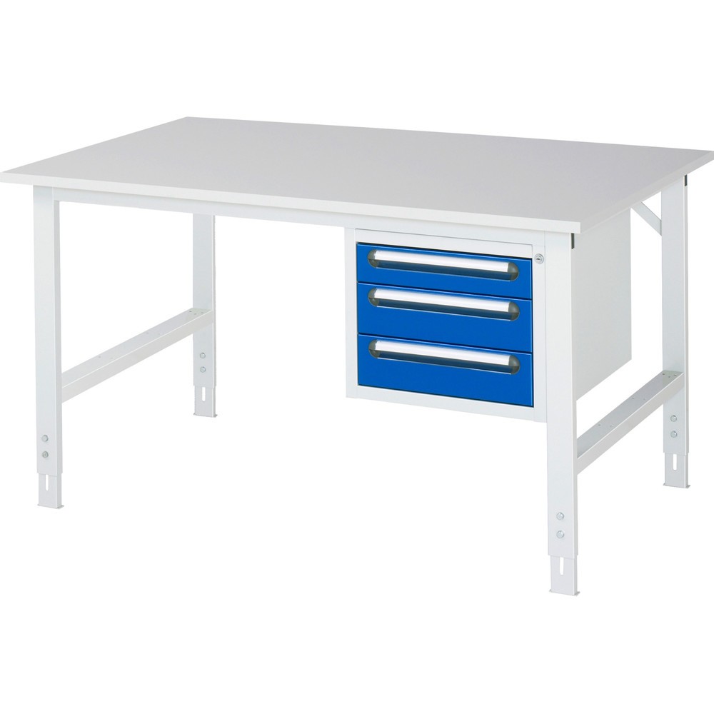 Produktabbildung Nr. 1: RAU Table de travail réglable en hauteur Série TOM, HxlxP 760-1 080 x 1 500 x 1 000 mm, 3 tiroirs, plan de travail avec revêtement en mélamine