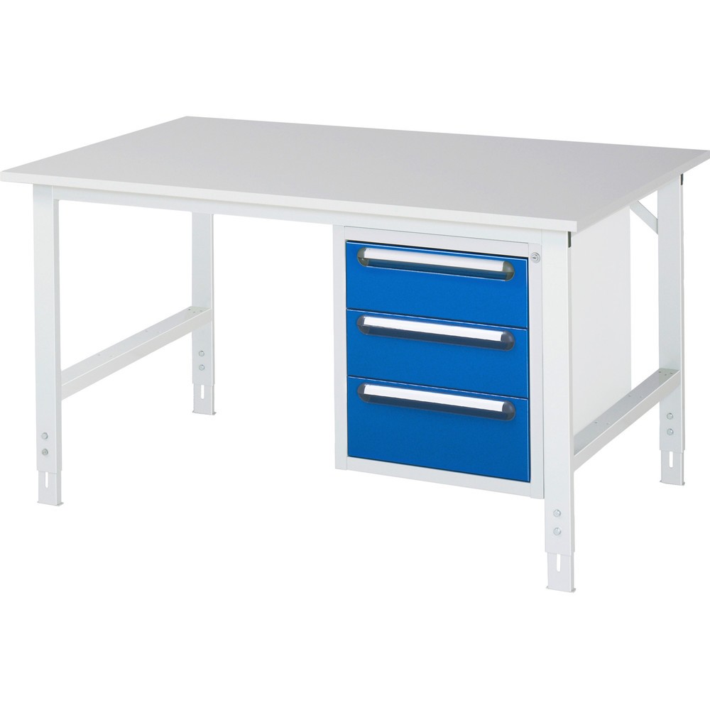 Produktabbildung Nr. 1: RAU Table de travail réglable en hauteur Série TOM, HxlxP 760-1 080 x 1 500 x 1 000 mm, 3 tiroirs, plan de travail avec revêtement en mélamine