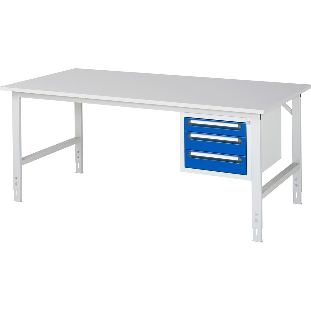 Produktabbildung Nr. 1: RAU Table de travail réglable en hauteur Série TOM, HxlxP 760-1 080 x 2 500 x 1 000 mm, 3 tiroirs, plan de travail avec revêtement en mélamine