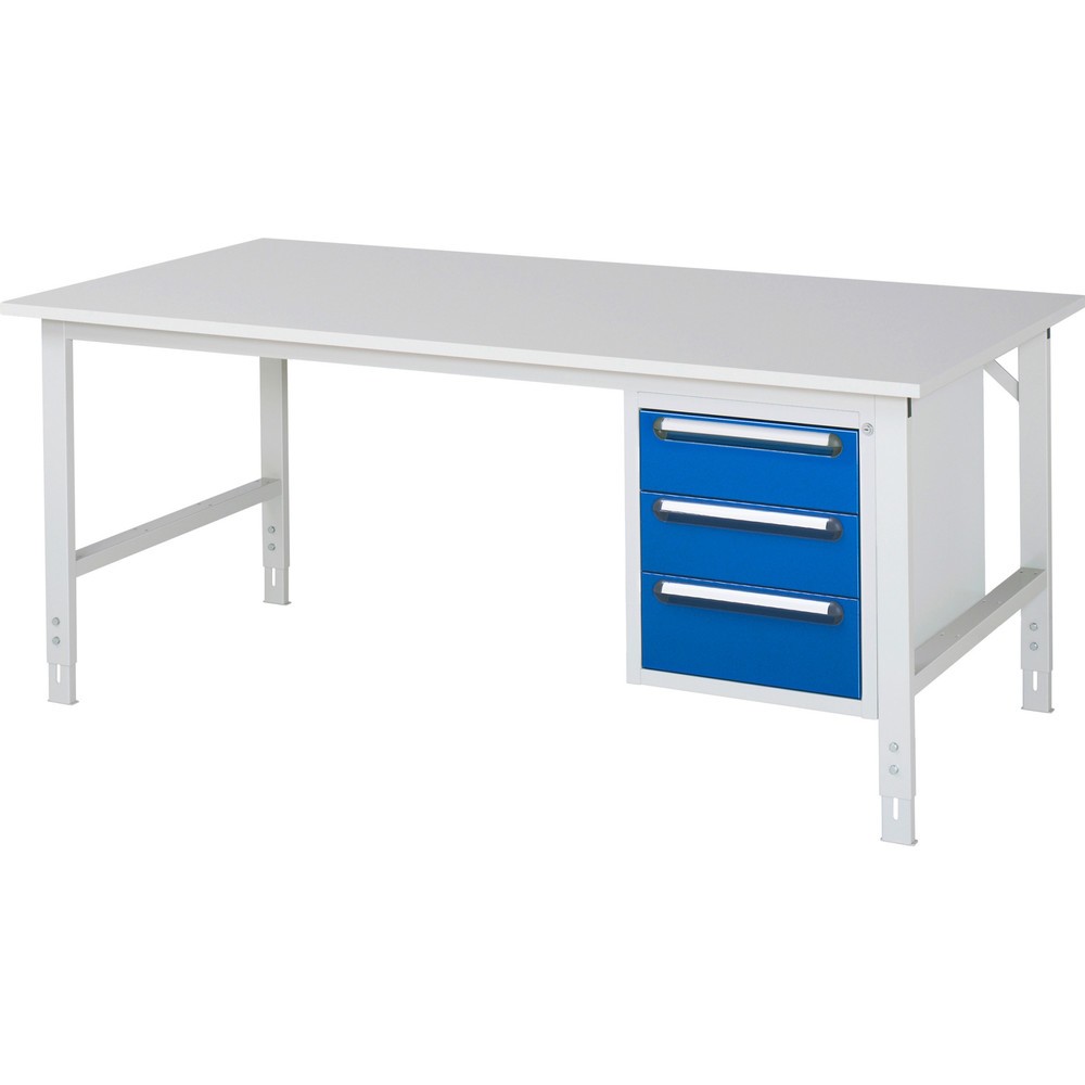 Produktabbildung Nr. 1: RAU Table de travail réglable en hauteur Série TOM, HxlxP 760-1 080 x 2 500 x 1 000 mm, 3 tiroirs, plan de travail avec revêtement en mélamine