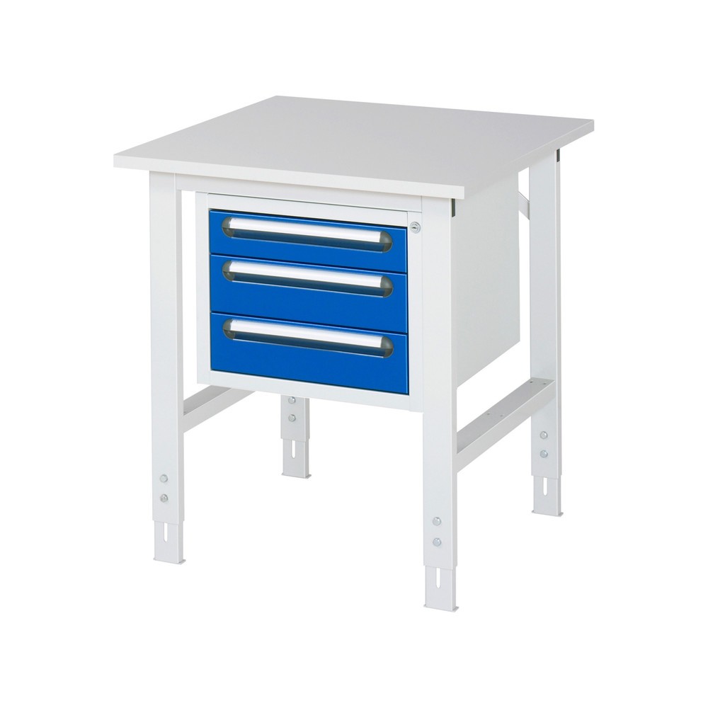 Produktabbildung Nr. 1: RAU Table de travail réglable en hauteur Série TOM, HxlxP 760-1 080 x 750 x 800 mm, 3 tiroirs, plan de travail avec revêtement en mélamine