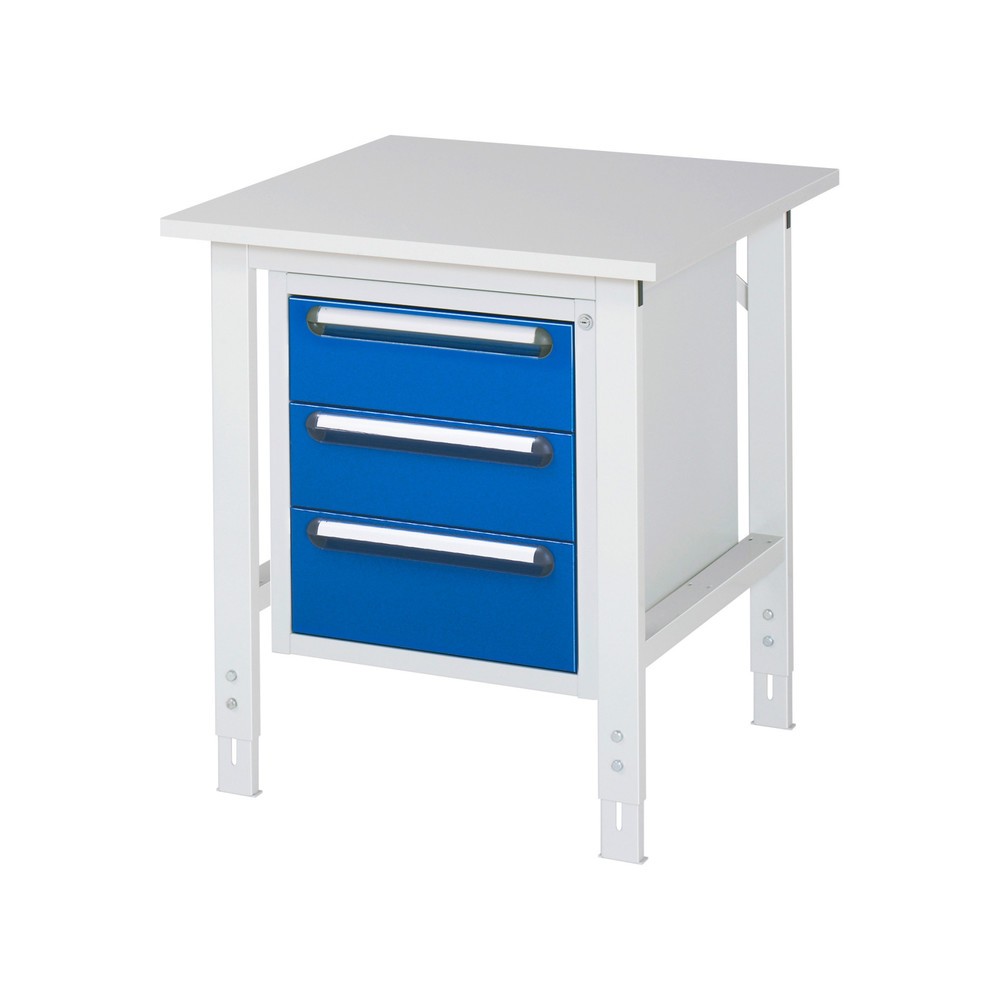 Produktabbildung Nr. 1: RAU Table de travail réglable en hauteur Série TOM, HxlxP 760-1 080 x 750 x 800 mm, 3 tiroirs, plan de travail avec revêtement en mélamine