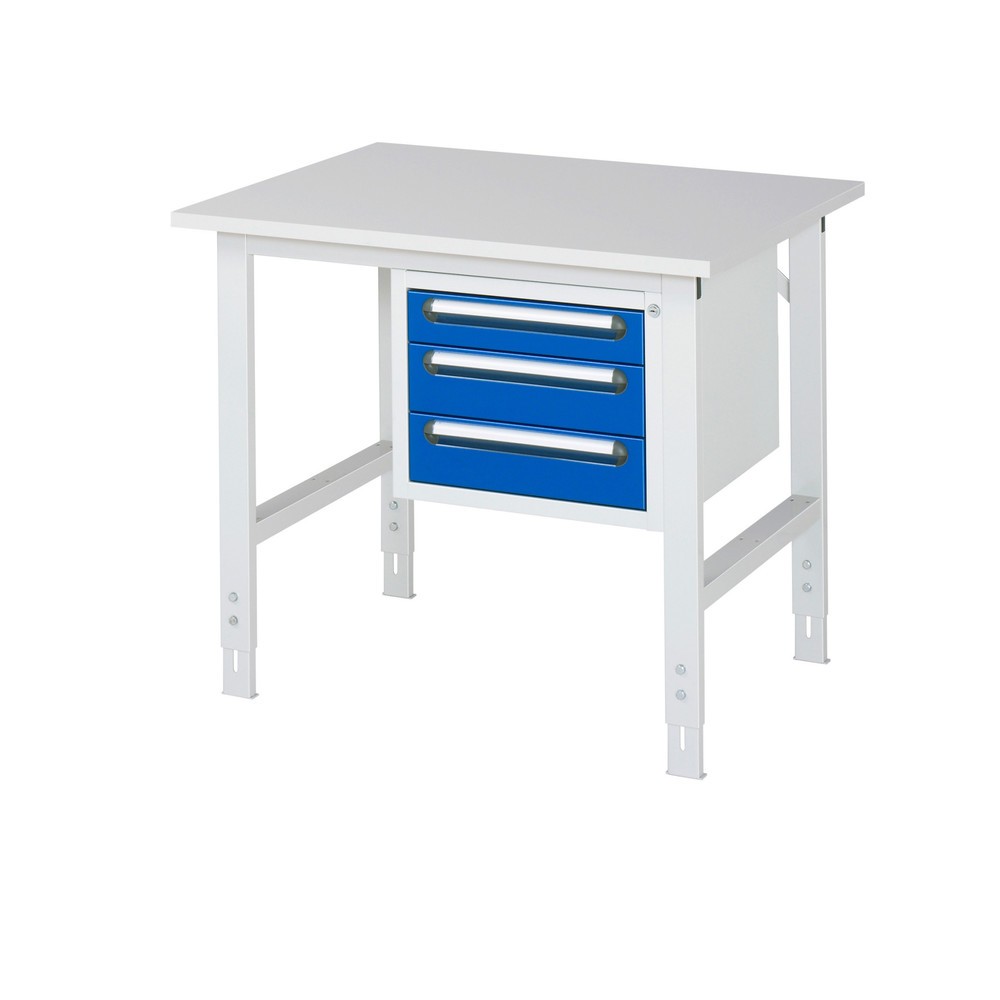 Produktabbildung Nr. 1: RAU Table de travail réglable en hauteur Série TOM, HxlxP 760-1 080 x 1 000 x 800 mm, 3 tiroirs, plan de travail avec revêtement en mélamine