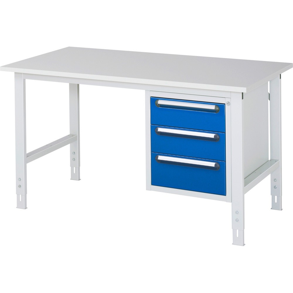 Produktabbildung Nr. 1: RAU Table de travail réglable en hauteur Série TOM, HxlxP 760-1 080 x 1 500 x 800 mm, 3 tiroirs, plan de travail avec revêtement en mélamine