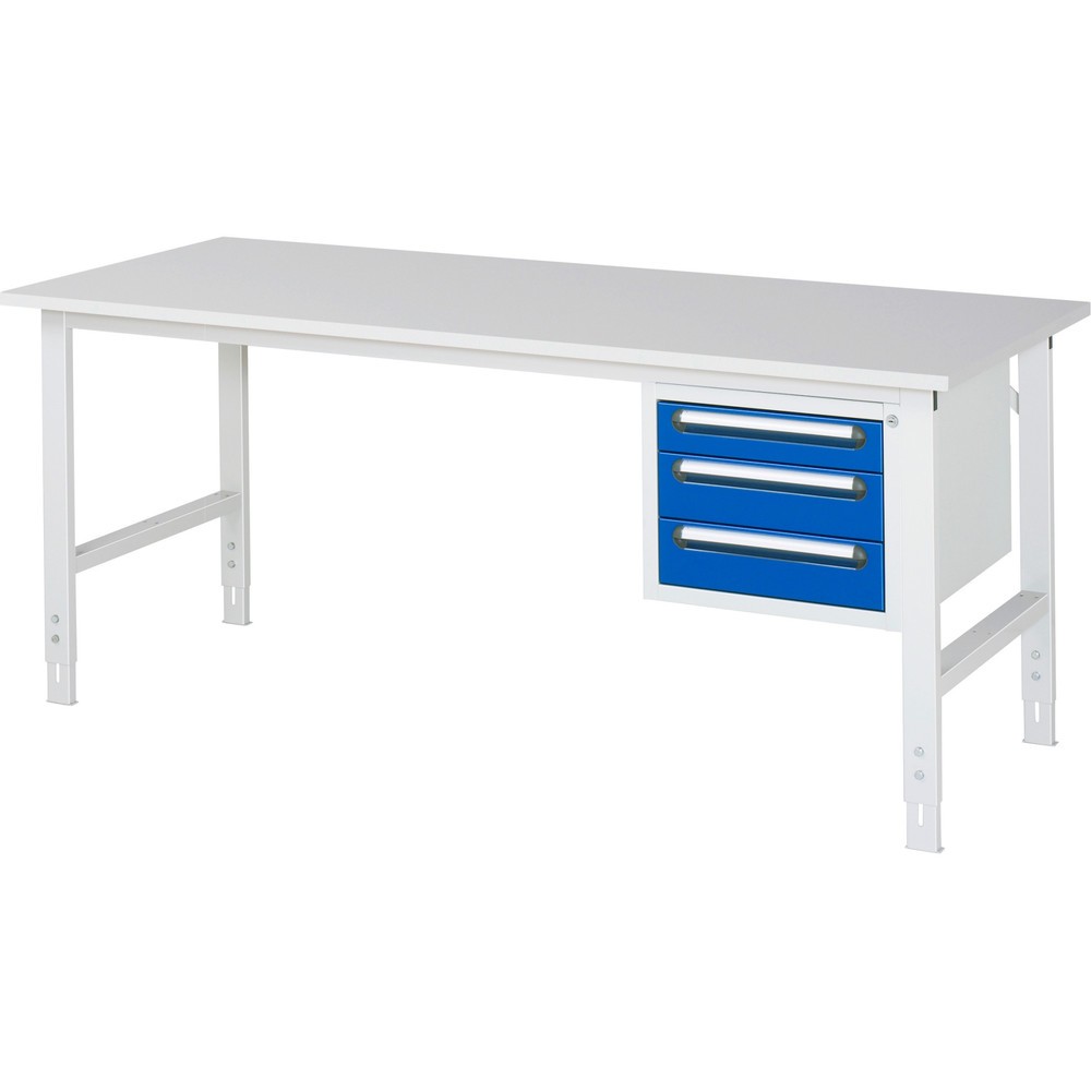 Produktabbildung Nr. 1: RAU Table de travail réglable en hauteur Série TOM, HxlxP 760-1 080 x 2 500 x 800 mm, 3 tiroirs, plan de travail avec revêtement en mélamine
