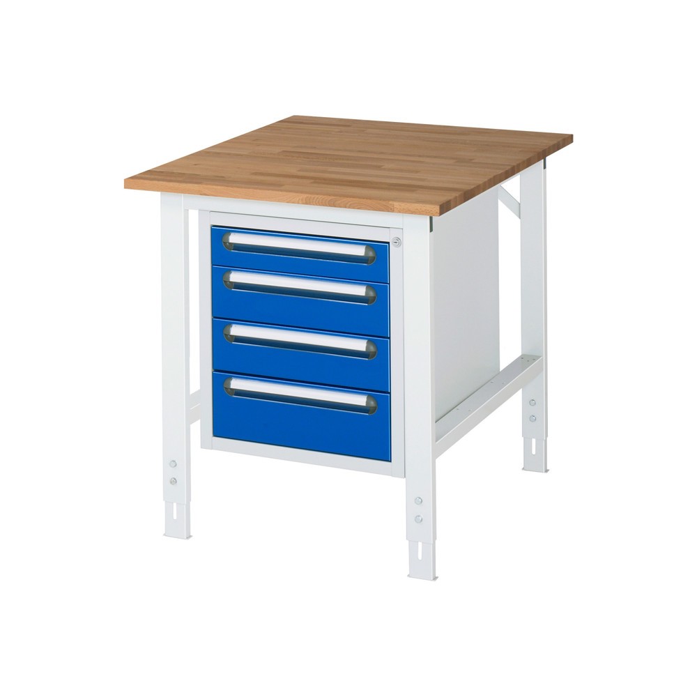 Produktabbildung Nr. 1: RAU Établi réglable en hauteur série TOM, HxlxP 760-1 080 x 750 x 1 000 mm, 4 tiroirs, Plan de travail en hêtre massif