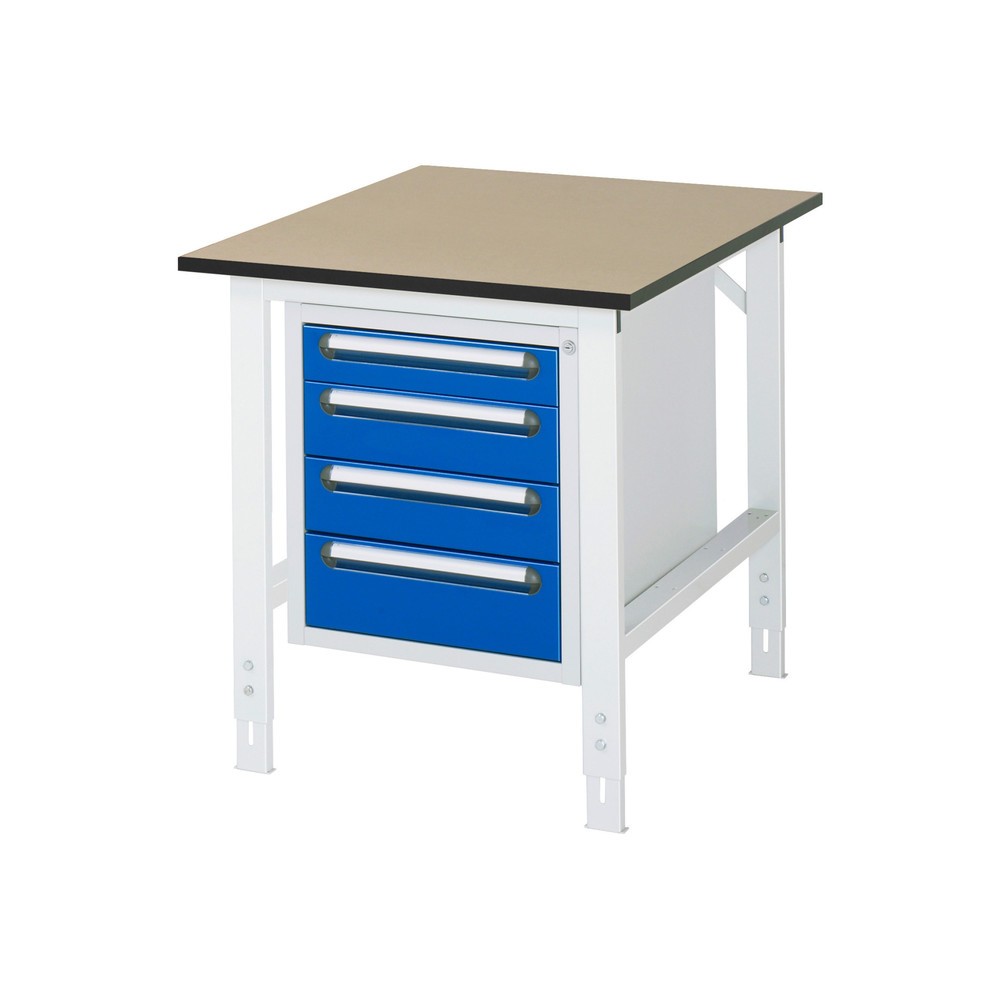 Produktabbildung Nr. 1: RAU Établi réglable en hauteur série TOM, HxlxP 760-1 080 x 750 x 1 000 mm, 4 tiroirs, Plan de travail en MDF