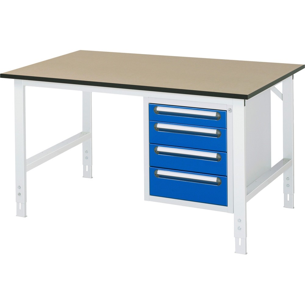 Produktabbildung Nr. 1: RAU Table de travail réglable en hauteur Série TOM, HxlxP 760-1 080 x 1 500 x 1 000 mm, 4 tiroirs, plan de travail en MDF