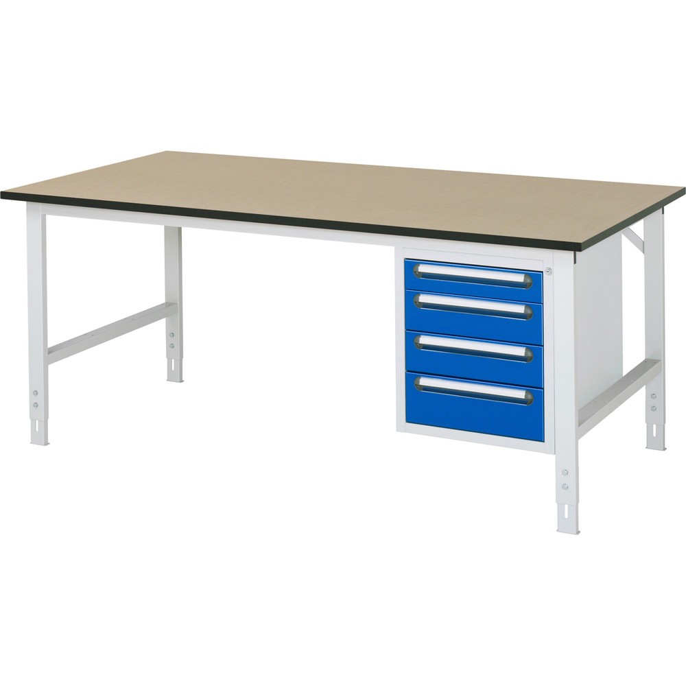 Produktabbildung Nr. 1: RAU Table de travail réglable en hauteur Série TOM, HxlxP 760-1 080 x 2 500 x 1 000 mm, 4 tiroirs, plan de travail en MDF
