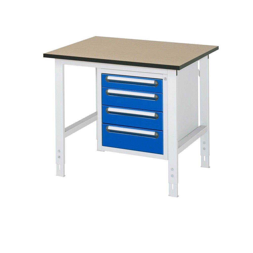 Produktabbildung Nr. 1: RAU Table de travail réglable en hauteur Série TOM, HxlxP 760-1 080 x 1 000 x 800 mm, 4 tiroirs, plan de travail en MDF