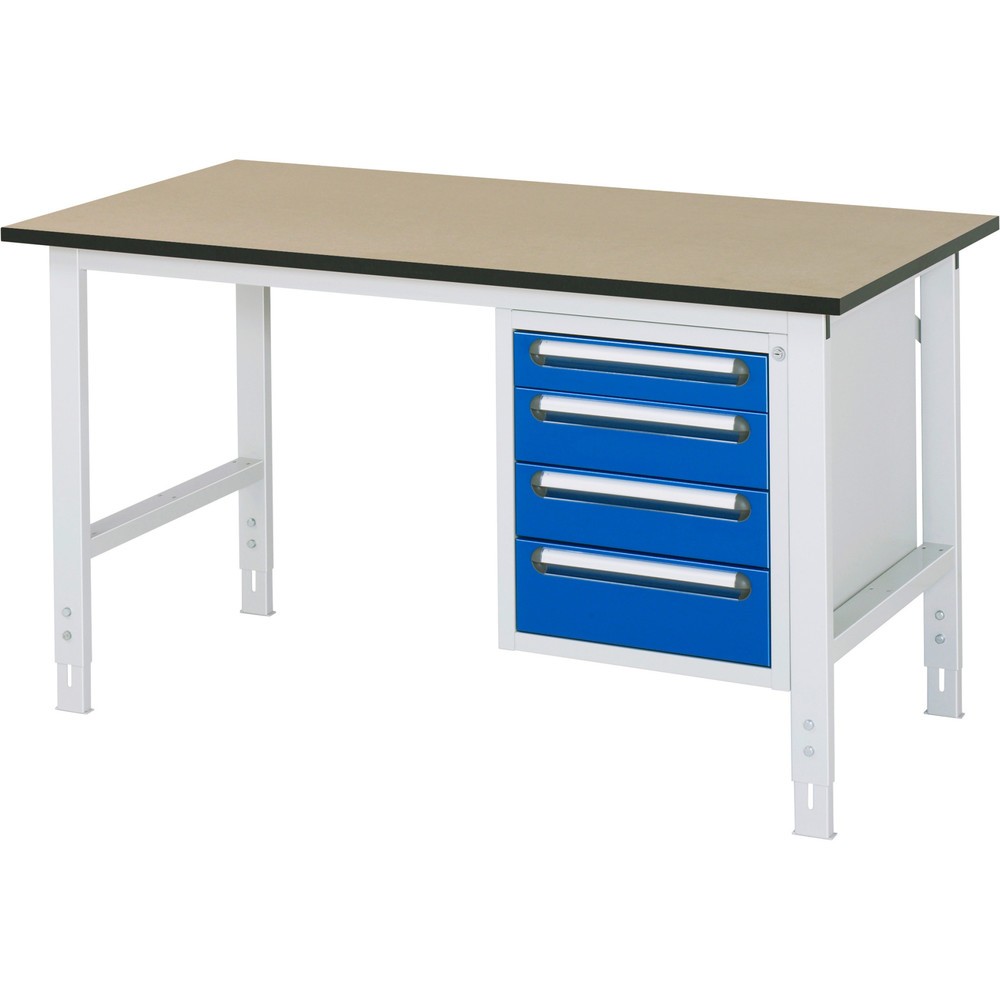Produktabbildung Nr. 1: RAU Table de travail réglable en hauteur Série TOM, HxlxP 760-1 080 x 1 500 x 800 mm, 4 tiroirs, plan de travail en MDF