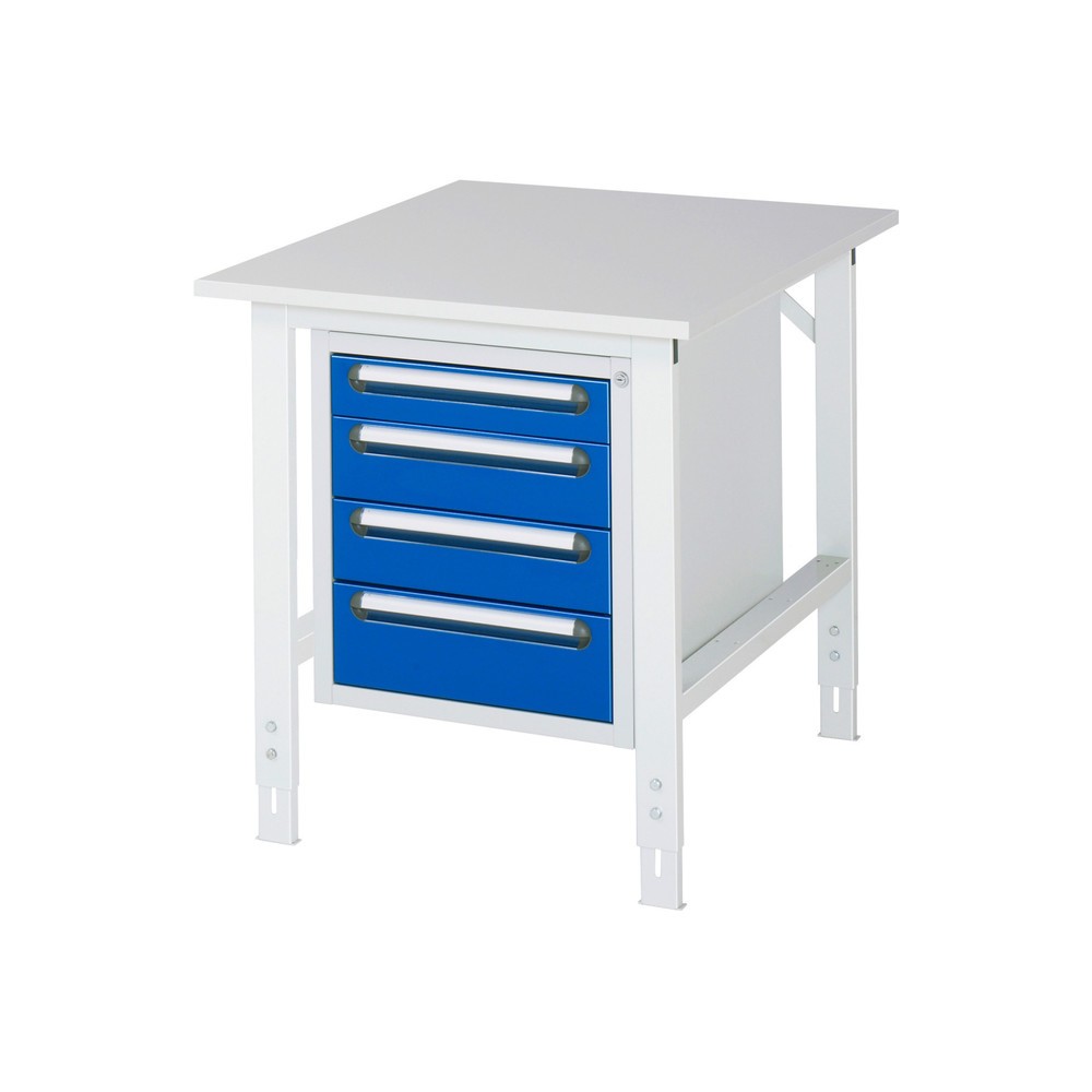 Produktabbildung Nr. 1: RAU Table de travail réglable en hauteur Série TOM, HxlxP 760-1 080 x 750 x 1 000 mm, 4 tiroirs, plan de travail avec revêtement en mélamine