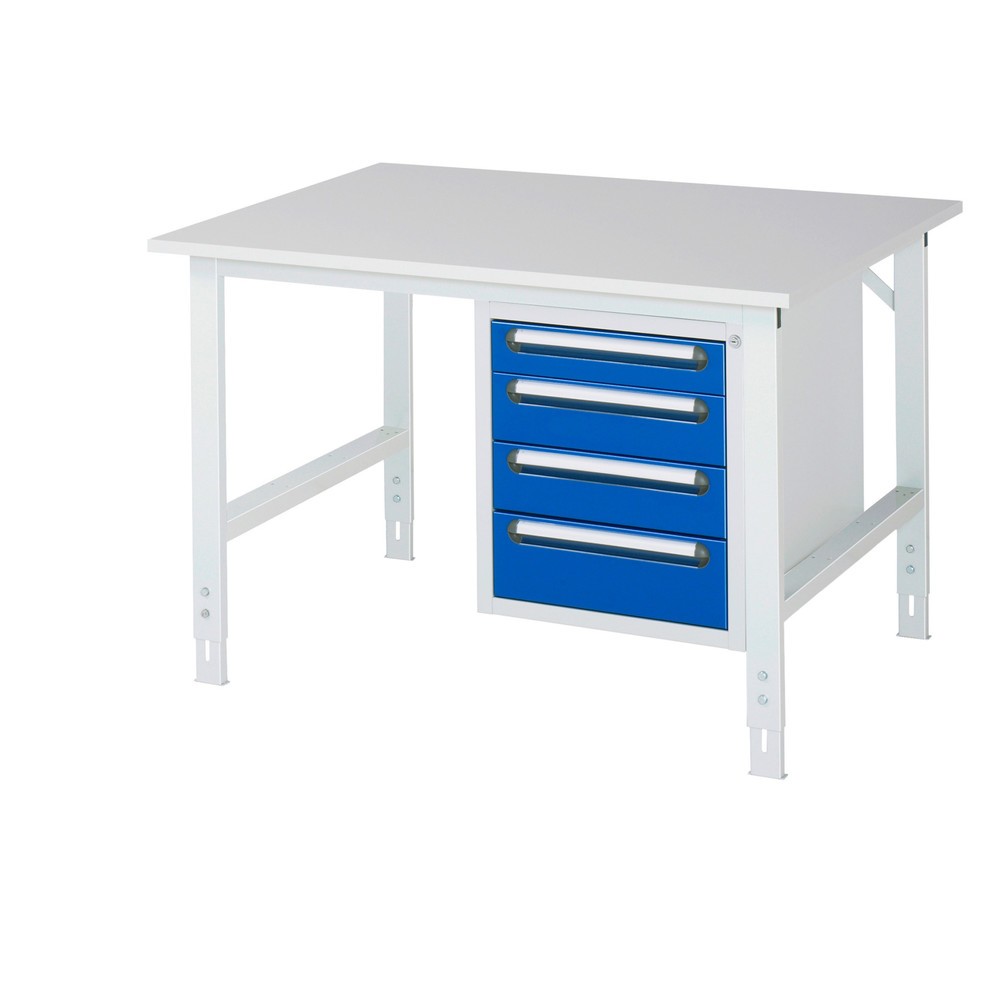 Produktabbildung Nr. 1: RAU Table de travail réglable en hauteur Série TOM, HxlxP 760-1 080 x 1 250 x 1 000 mm, 4 tiroirs, plan de travail avec revêtement en mélamine