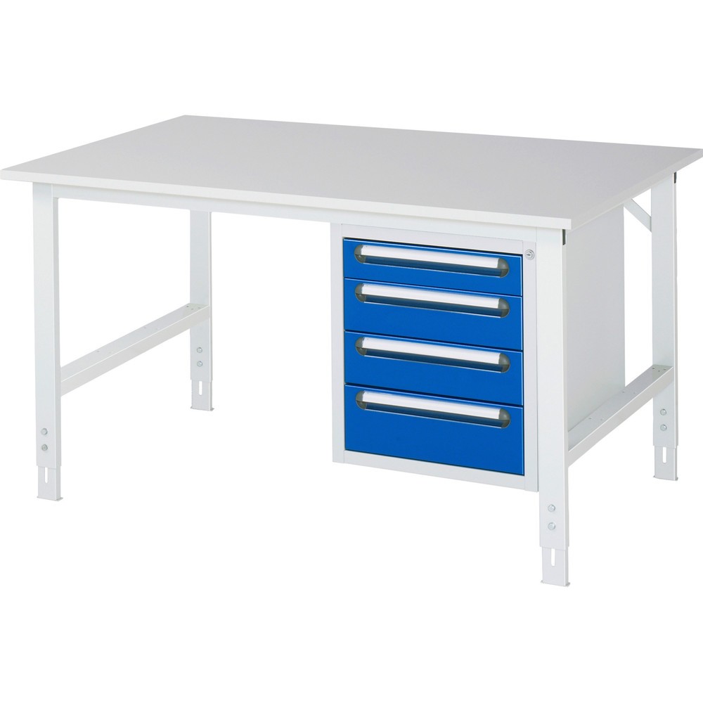 Produktabbildung Nr. 1: RAU Table de travail réglable en hauteur Série TOM, HxlxP 760-1 080 x 1 500 x 1 000 mm, 4 tiroirs, plan de travail avec revêtement en mélamine