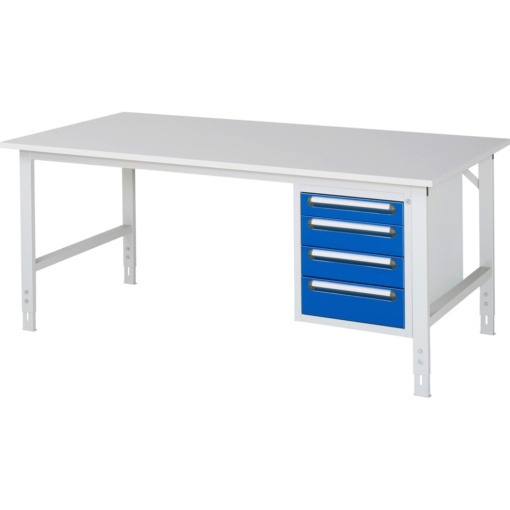 Produktabbildung Nr. 1: RAU Table de travail réglable en hauteur Série TOM, HxlxP 760-1 080 x 2 500 x 1 000 mm, 4 tiroirs, plan de travail avec revêtement en mélamine