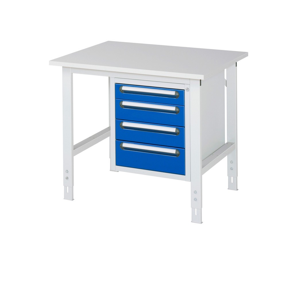 Produktabbildung Nr. 1: RAU Table de travail réglable en hauteur Série TOM, HxlxP 760-1 080 x 1 000 x 800 mm, 4 tiroirs, plan de travail avec revêtement en mélamine