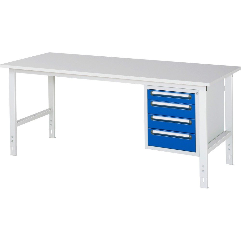 Produktabbildung Nr. 1: RAU Table de travail réglable en hauteur Série TOM, HxlxP 760-1 080 x 2 500 x 800 mm, 4 tiroirs, plan de travail avec revêtement en mélamine