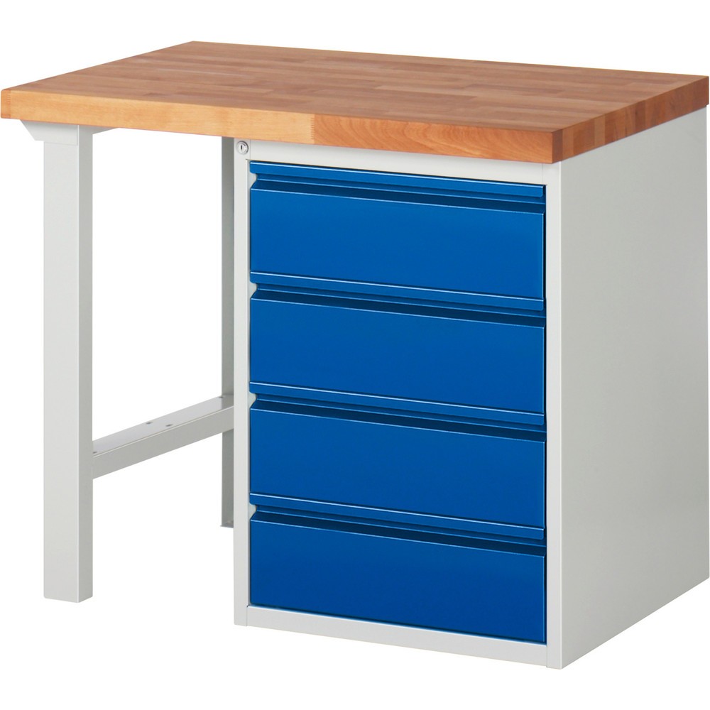 Produktabbildung Nr. 1: RAU Établi série 7000, 1 caisson, HxlxP 890 x 1 000 x 700 mm, 4 tiroirs extractibles à 90% 4 x 180 mm, capacité de charge des tiroirs 100 kg