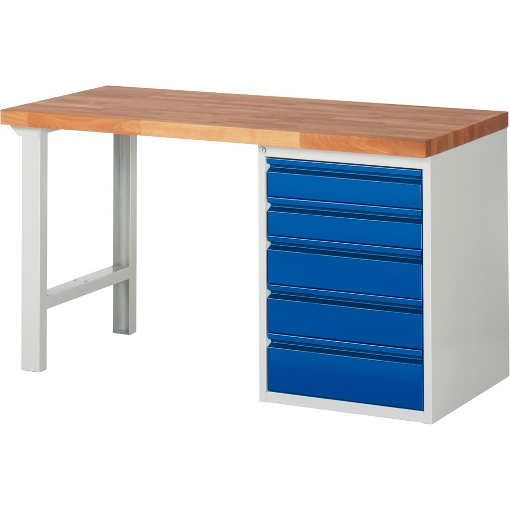 Produktabbildung Nr. 1: RAU Établi série 7000, 1 caisson, HxlxP 890 x 1 500 x 700 mm, 5 tiroirs extractibles à 90% 2 x 120, 2 x 150, 1 x 180 mm, capacité de charge des tiroirs 100 kg