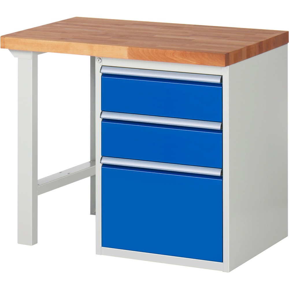 Produktabbildung Nr. 1: RAU Établi série 7000, 1 caisson, HxlxP 840 x 1 000 x 700 mm, 3 tiroirs extractibles à 100 % 2 x 180, 1 x 360 mm, capacité de charge des tiroirs 100 kg