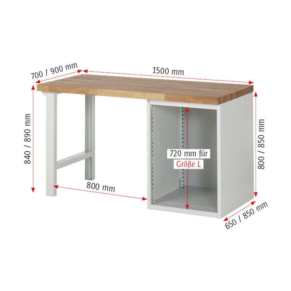 Produktabbildung Nr. 5: RAU Établi série 7000, 1 caissons, HxlxP 890 x 1 500 x 900 mm, 6 tiroirs extractibles à 90% 6 x 120 mm, capacité de charge des tiroirs 100 kg