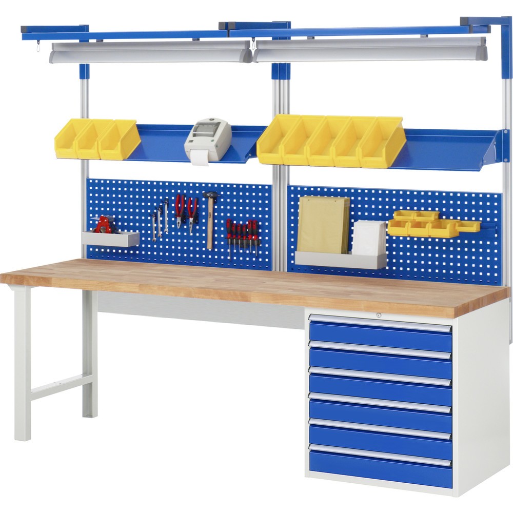 Produktabbildung Nr. 5: RAU Établi série 7000, 1 caissons, HxlxP 890 x 2 500 x 700 mm, 4 tiroirs extractibles à 100% 4 x 180 mm, capacité de charge des tiroirs 100 kg