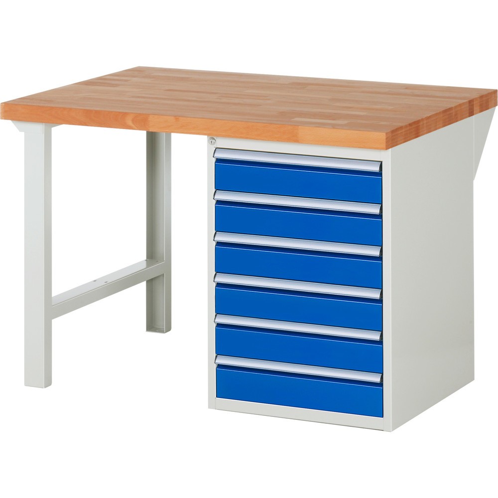 Produktabbildung Nr. 1: RAU Établi série 7000, 1 caissons, HxlxP 840 x 1 250 x 900 mm, 6 tiroirs extractibles à 90% 6 x 120 mm, capacité de charge des tiroirs 100 kg