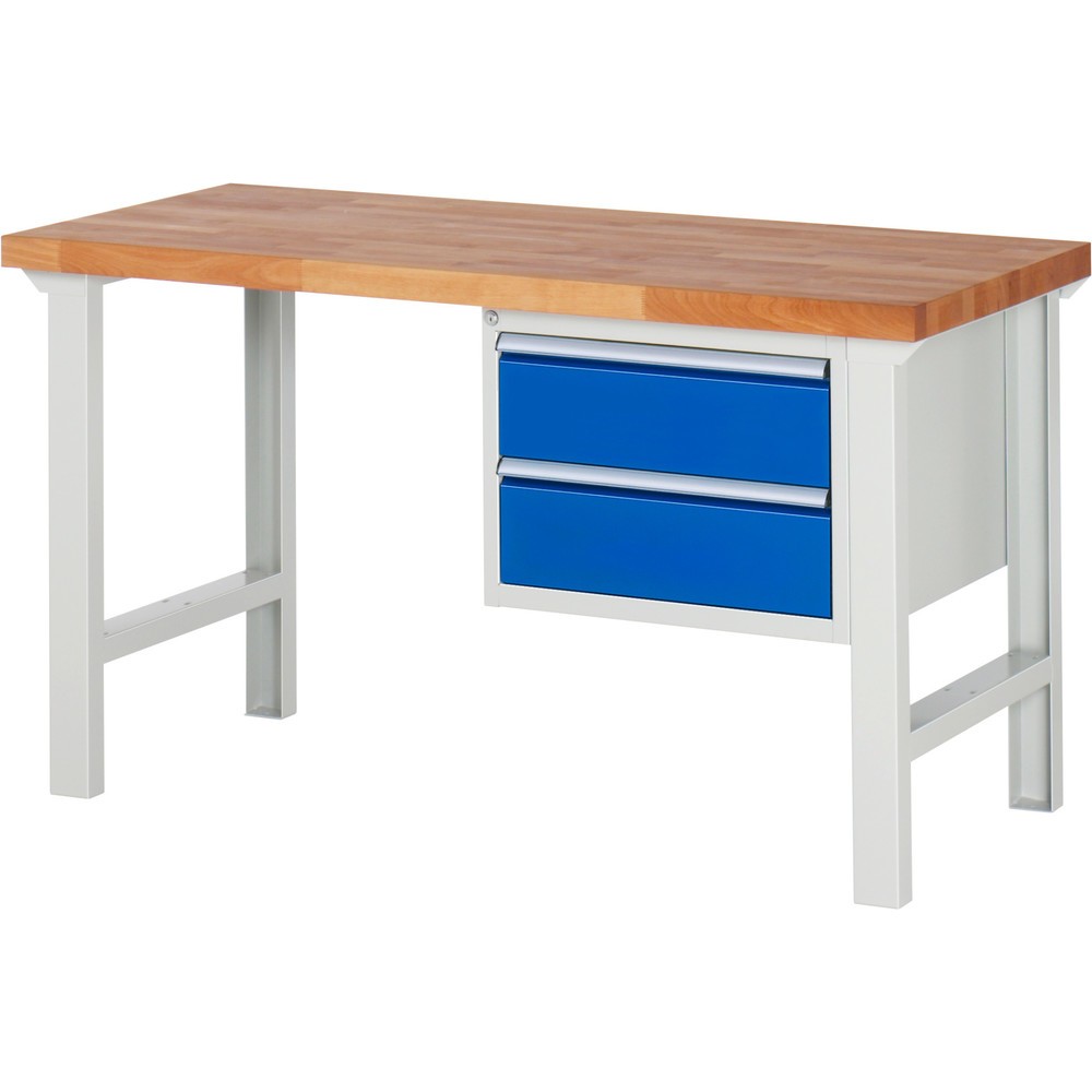 N° de l'image du produit 1 : RAU Établi série 7000, 1 caisson, HxlxP 840 x 1 500 x 700 mm, 2 tiroirs extractibles à 100 % 2 x 180 mm