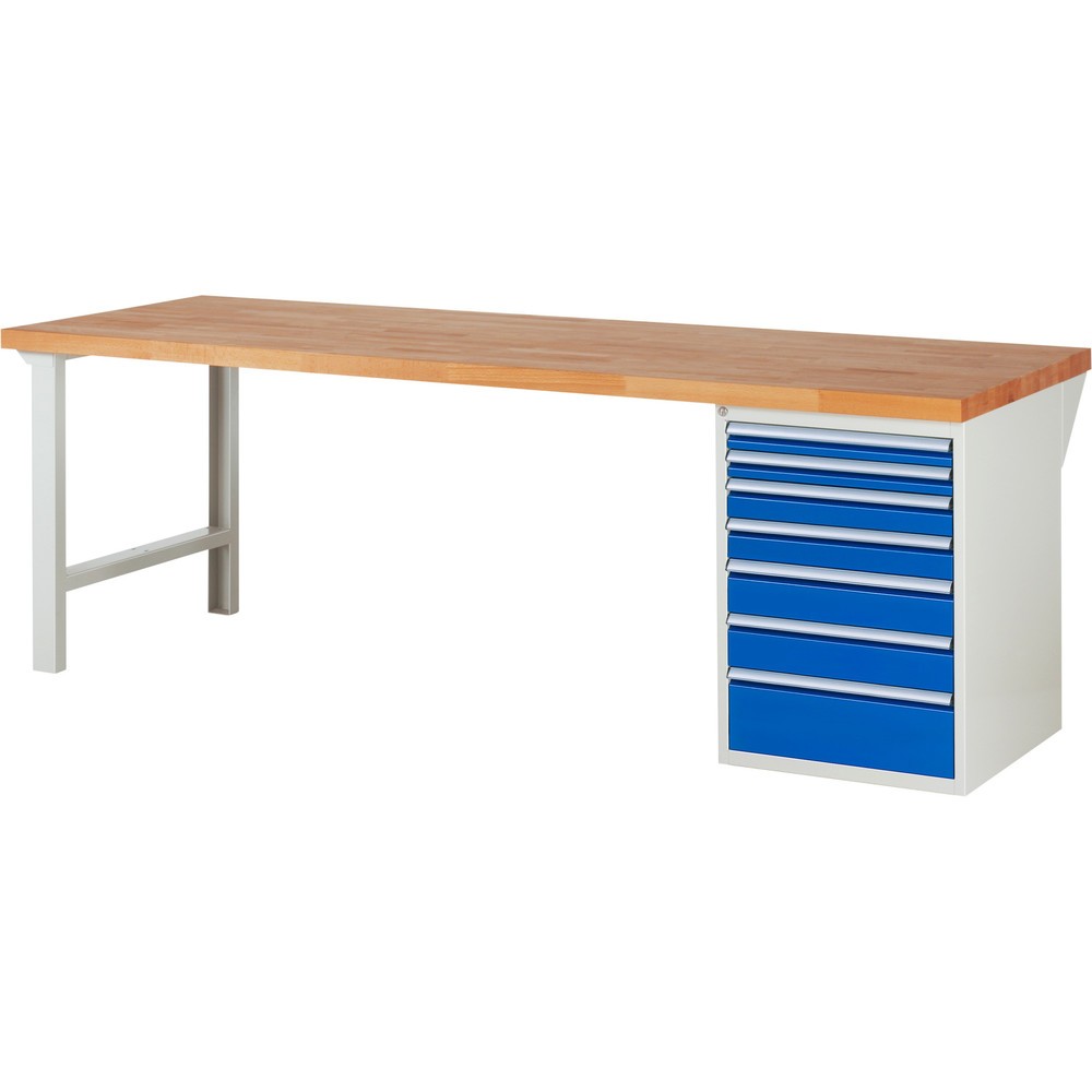 Produktabbildung Nr. 1: RAU Établi série 7000, 1 caisson, HxlxP 840 x 2 500 x 900 mm, 7 tiroirs extractibles à 90%, capacité de charge des tiroirs 100 kg