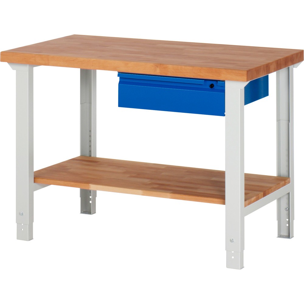 Produktabbildung Nr. 1: RAU Établi série 7000, 1 tablette en hêtre massif, HxlxP 790-1 140 x 1 250 x 700 mm, 1 tiroir 1 x 150 mm