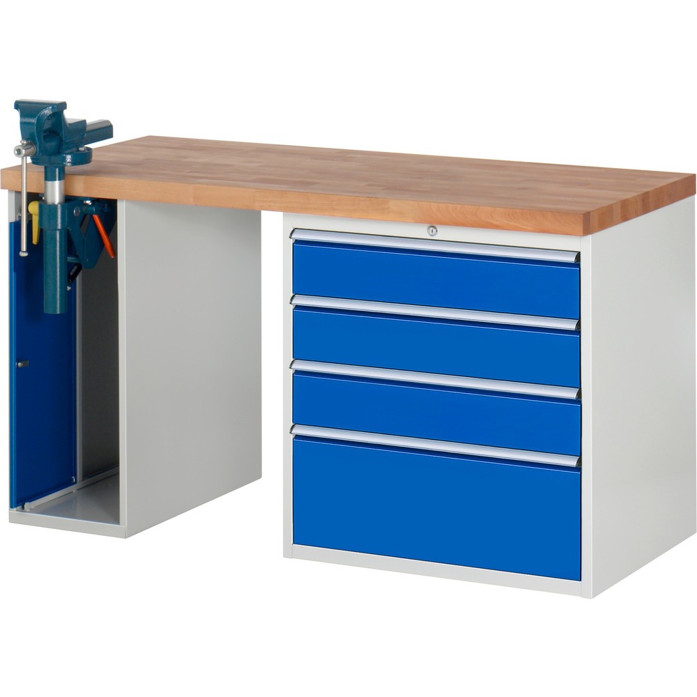 Produktabbildung Nr. 1: RAU Établi série 7000, 2 caissons, HxlxP 840 x 1 500 x 700 mm, 4 tiroirs extractibles à 100 % 3 x 150 mm, 1 x 270 mm, capacité de charge des tiroirs 100 kg