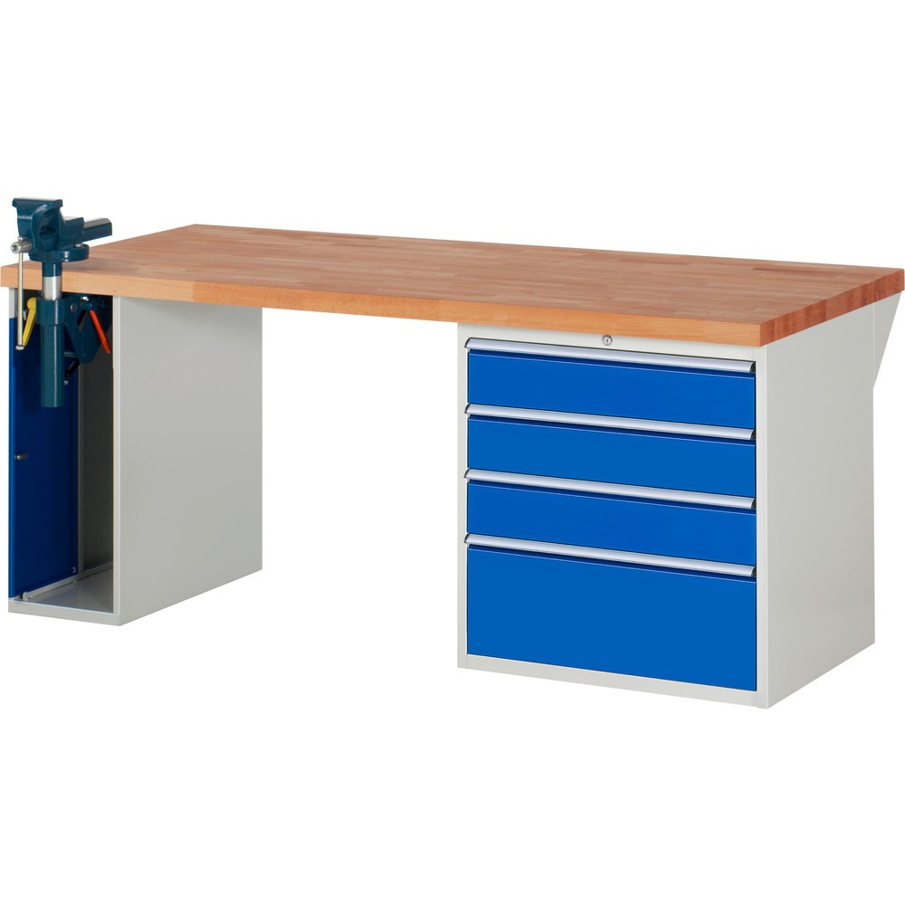 Produktabbildung Nr. 1: RAU Établi série 7000, 2 caissons, HxlxP 890 x 2 000 x 900 mm, 4 tiroirs extractibles à 90%, capacité de charge des tiroirs 75 kg